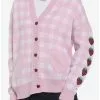 SWEETSOCIETY Pink Gingham Strawberry Heart Girls Oversized Cardigan 2 SWEETSOCIETY Pink Gingham Strawberry Heart Girls Oversized Cardigan -Hoodies And Sweaters Shop 19385115 hi