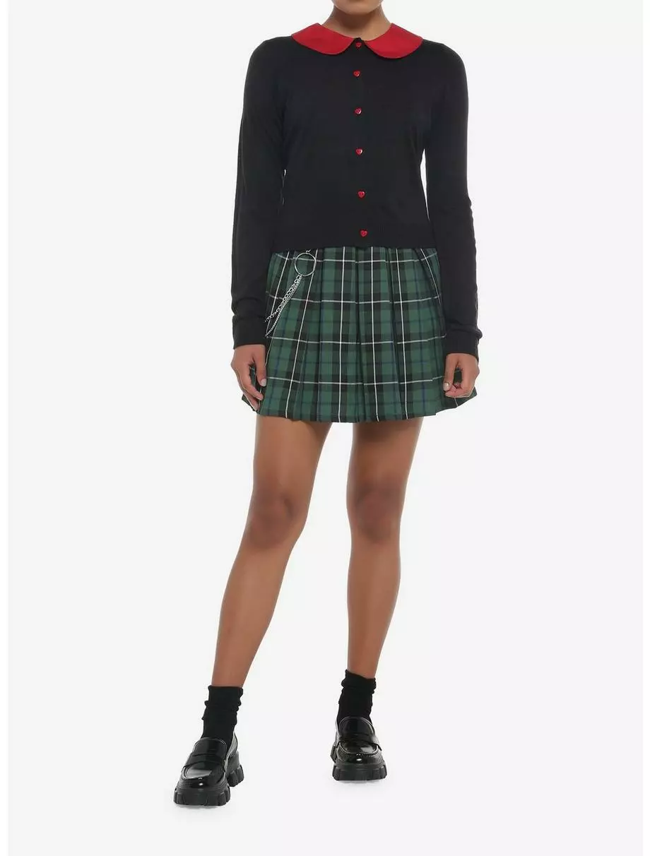 SWEETSOCIETY Red & Black Heart Collar Girls Crop Cardigan 4 SWEETSOCIETY Red & Black Heart Collar Girls Crop Cardigan - Image 2