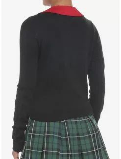 SWEETSOCIETY Red & Black Heart Collar Girls Crop Cardigan 7 SWEETSOCIETY Red & Black Heart Collar Girls Crop Cardigan -Hoodies And Sweaters Shop 19385130 av2