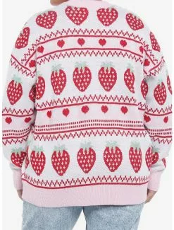 SWEETSOCIETY Strawberry Fair Isle Girls Oversized Cardigan Plus Size 7 SWEETSOCIETY Strawberry Fair Isle Girls Oversized Cardigan Plus Size -Hoodies And Sweaters Shop 19428767 av2