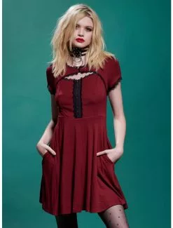 THORN&FABLE Cabernet Cutout Lace Dress