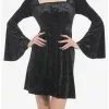 COSMICAURA Black Crushed Velvet Bell Sleeve Mini Dress 2 COSMICAURA Black Crushed Velvet Bell Sleeve Mini Dress -Hoodies And Sweaters Shop 19501449 hi
