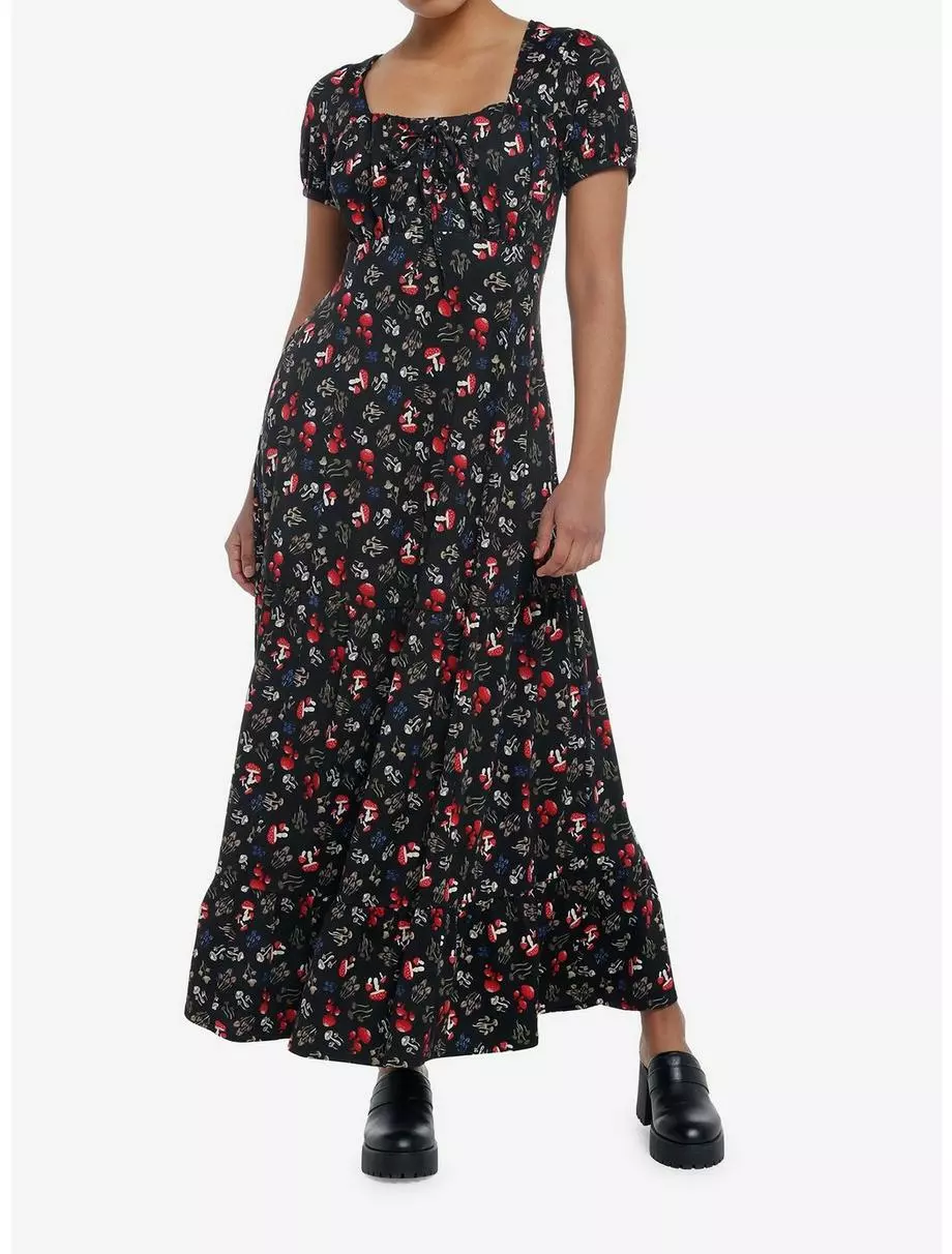 THORN&FABLE Mushrooms Allover Print Empire Waist Maxi Dress 4 THORN&FABLE Mushrooms Allover Print Empire Waist Maxi Dress - Image 2