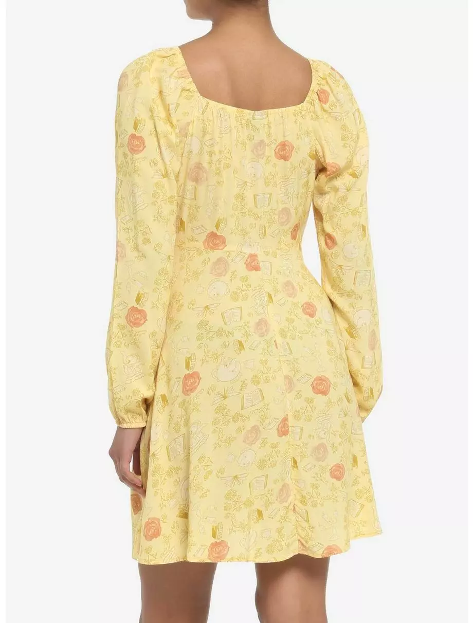 Disney Beauty And The Beast Floral Long-Sleeve Dress 5 Disney Beauty And The Beast Floral Long-Sleeve Dress - Image 3