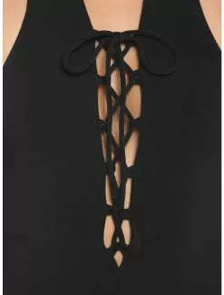 Black Lace-Up Halter Dress 10 Black Lace-Up Halter Dress -Hoodies And Sweaters Shop 19541771 av3