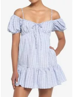 Blue Gingham Smocked Dress