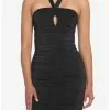 Black Ruched Halter Dress 1 Black Ruched Halter Dress -Hoodies And Sweaters Shop 19541843 hi