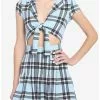 Light Blue Plaid Tie-Front Dress 2 Light Blue Plaid Tie-Front Dress -Hoodies And Sweaters Shop 19542048 hi