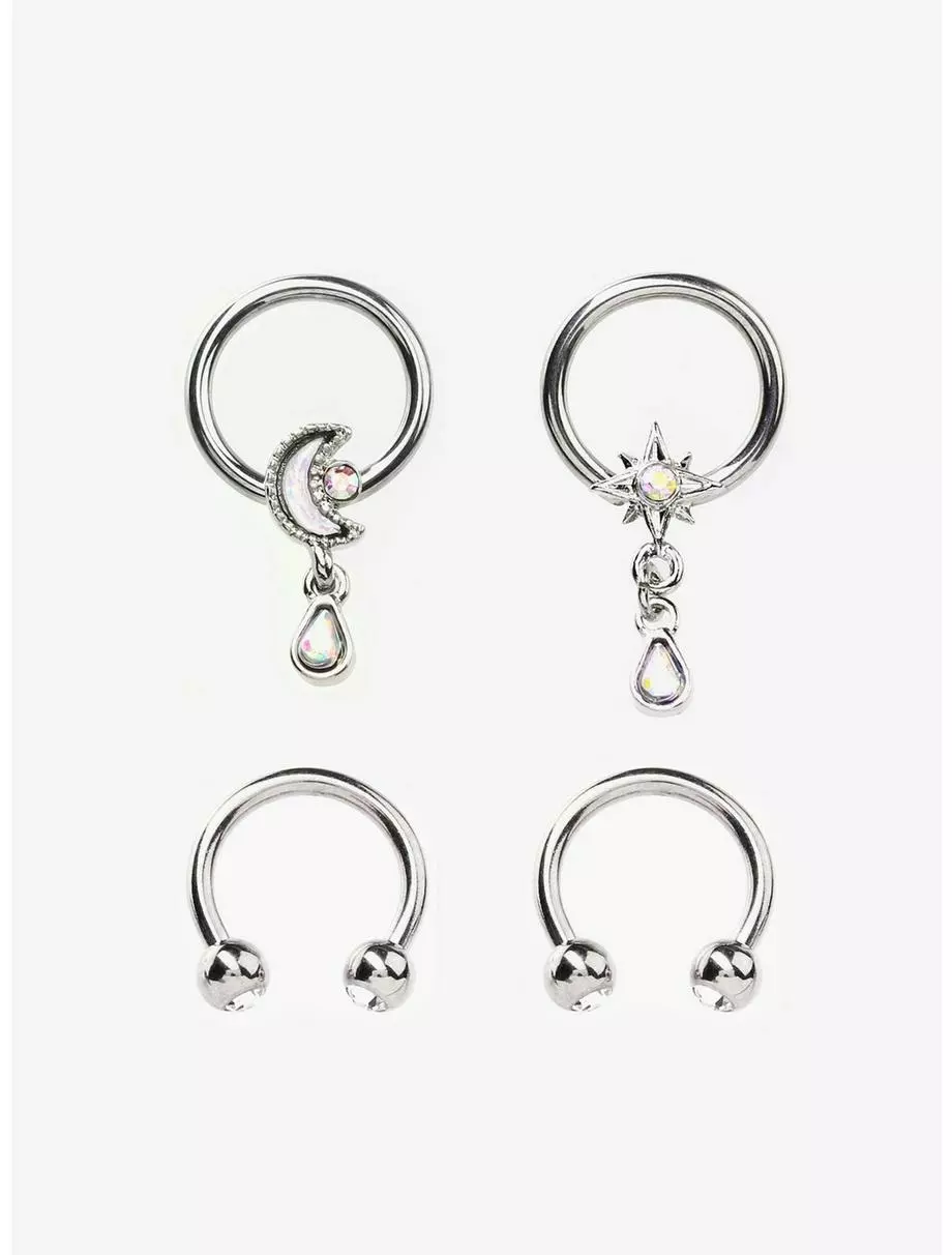 Steel Celestial Circular Barbell & Captive Hoop 4 Pack 3 Steel Celestial Circular Barbell & Captive Hoop 4 Pack