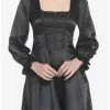 THORN&FABLE Black Satin Princess Long-Sleeve Dress -Hoodies And Sweaters Shop 19568442 hi