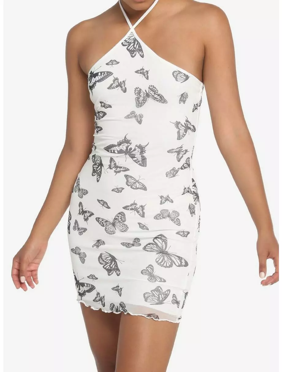 Butterfly Mesh Halter Mini Dress 8 Butterfly Mesh Halter Mini Dress - Image 6