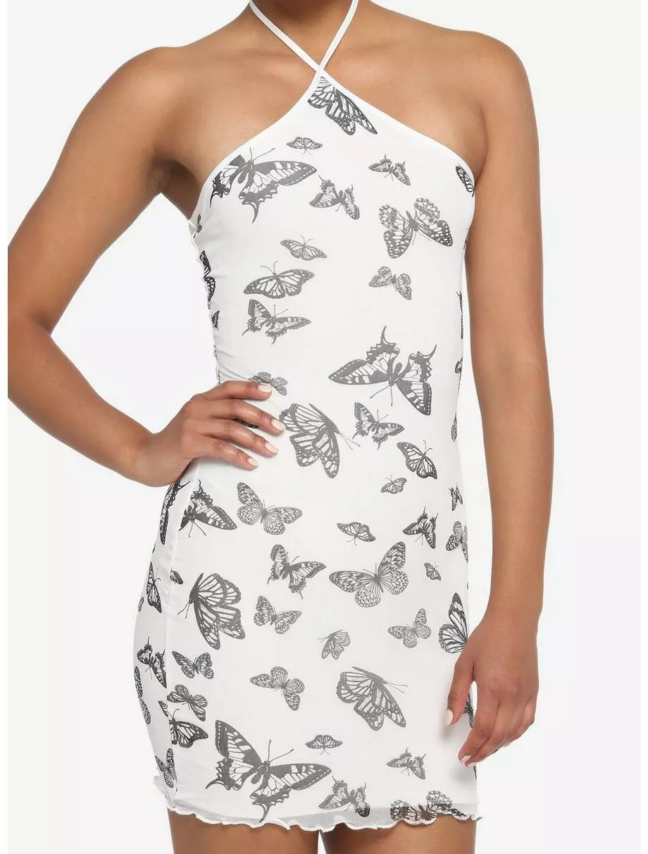 Butterfly Mesh Halter Mini Dress 3 Butterfly Mesh Halter Mini Dress