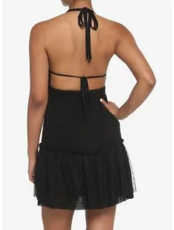 Black Tiered Halter Dress -Hoodies And Sweaters Shop 19622308 av2