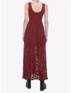 Burgundy Skulls Lace-Up Maxi Dress 7 Burgundy Skulls Lace-Up Maxi Dress -Hoodies And Sweaters Shop 19715938 av2