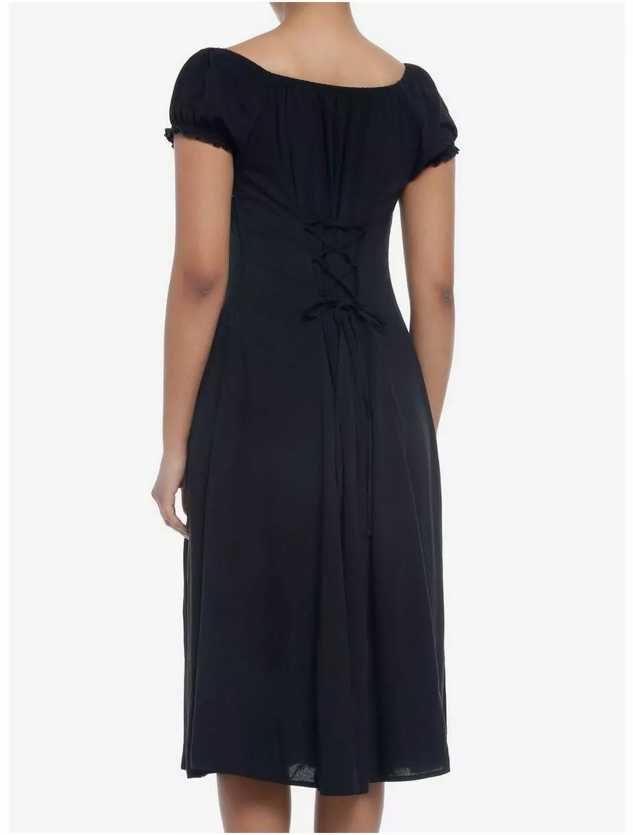 THORN&FABLE Black Babydoll Lace-Up Midi Dress 5 THORN&FABLE Black Babydoll Lace-Up Midi Dress - Image 3