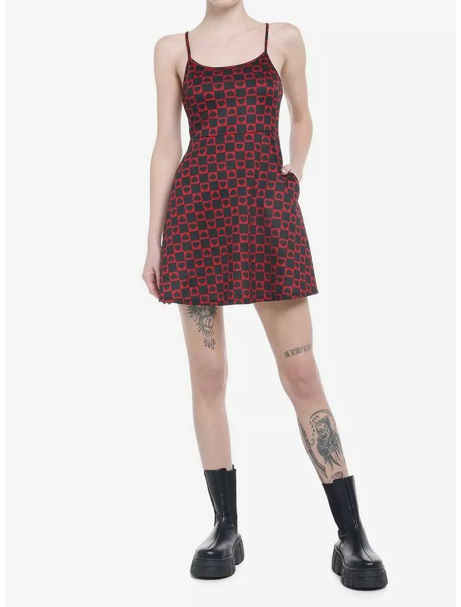 SOCIALCOLLISION Hearts Checkered Strappy Mini Dress 4 SOCIALCOLLISION Hearts Checkered Strappy Mini Dress - Image 2