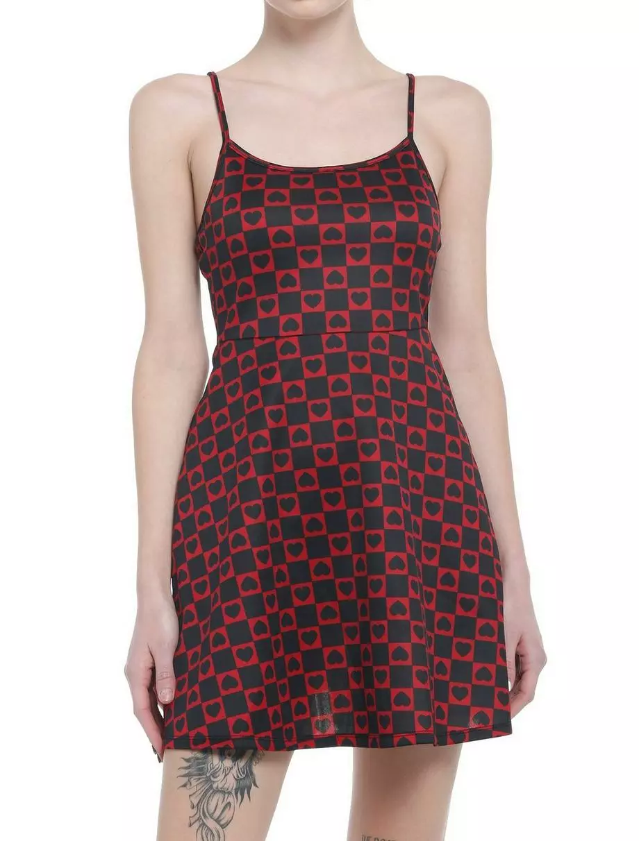 SOCIALCOLLISION Hearts Checkered Strappy Mini Dress 3 SOCIALCOLLISION Hearts Checkered Strappy Mini Dress