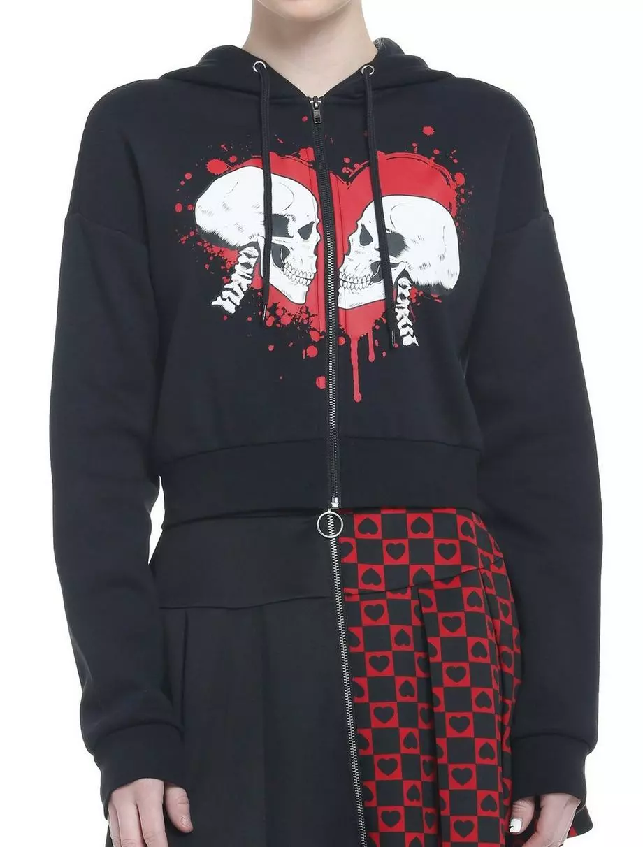 SOCIALCOLLISION Skulls In Love Girls Crop Hoodie 3 SOCIALCOLLISION Skulls In Love Girls Crop Hoodie