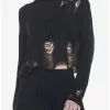 SOCIALCOLLISION Black Distressed Girls Crop Sweater
