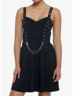SOCIALCOLLISION Hardware Grommet Strap Skater Dress