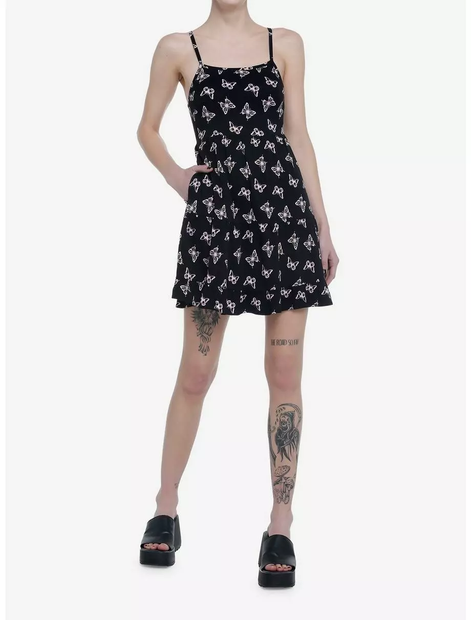 SWEETSOCIETY Black & Pink Butterflies Strappy Mini Dress 4 SWEETSOCIETY Black & Pink Butterflies Strappy Mini Dress - Image 2