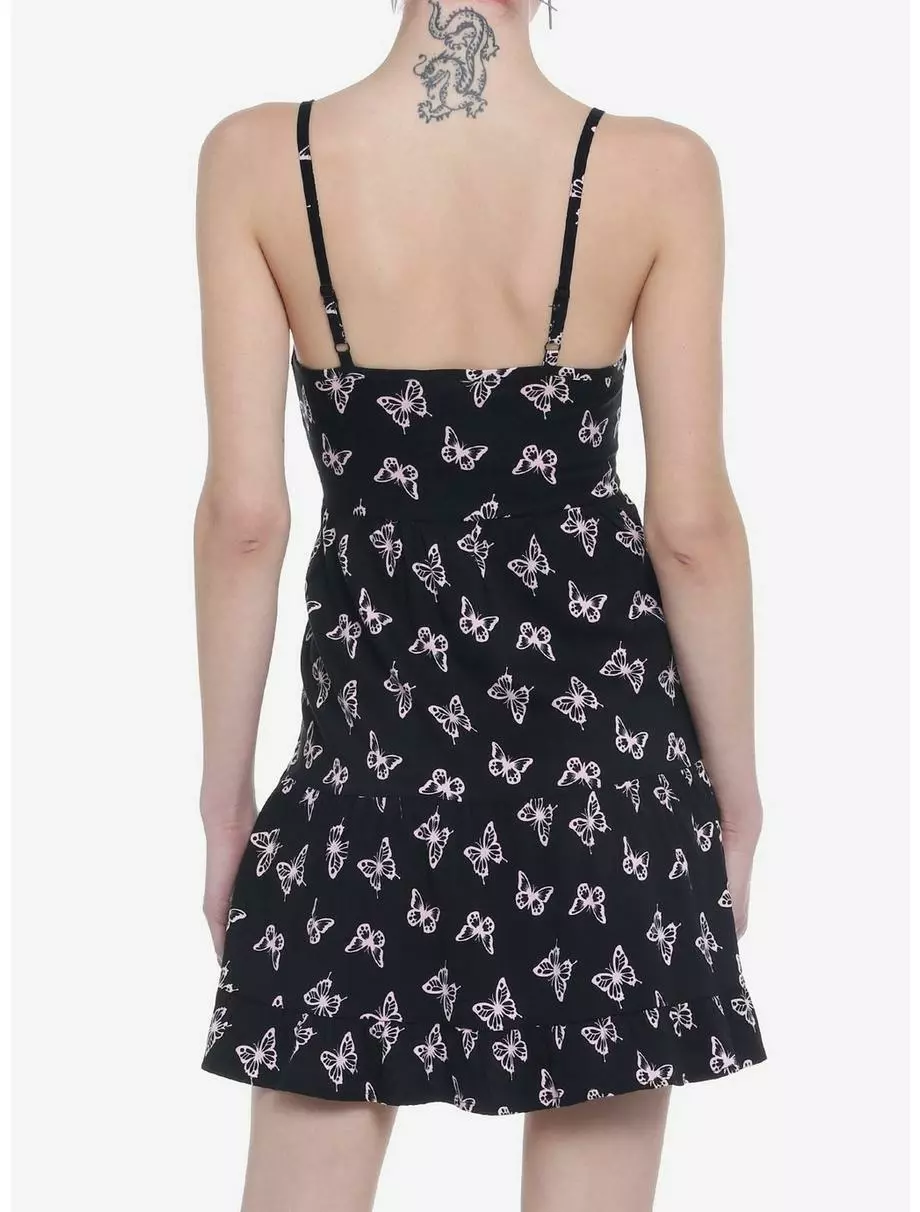 SWEETSOCIETY Black & Pink Butterflies Strappy Mini Dress 5 SWEETSOCIETY Black & Pink Butterflies Strappy Mini Dress - Image 3