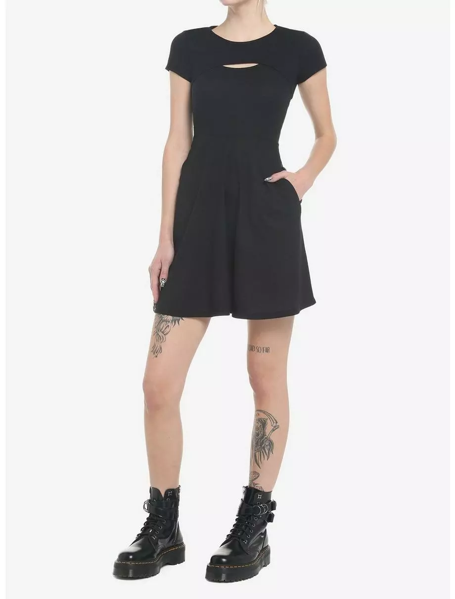 SOCIALCOLLISION Black Cutout Twofer Skater Dress 4 SOCIALCOLLISION Black Cutout Twofer Skater Dress - Image 2
