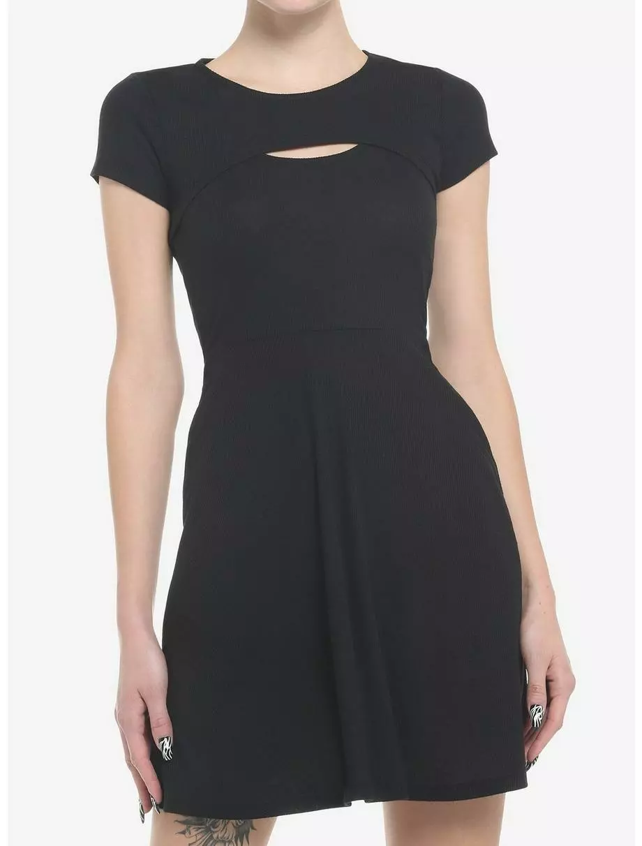 SOCIALCOLLISION Black Cutout Twofer Skater Dress 3 SOCIALCOLLISION Black Cutout Twofer Skater Dress