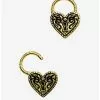 14G Steel Antique Heart Padlock Hinged Hoop 2 Pack