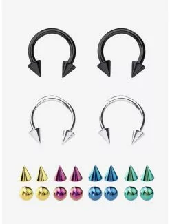 Steel Anodized Circular Barbells With Spike Ends 4 Pack