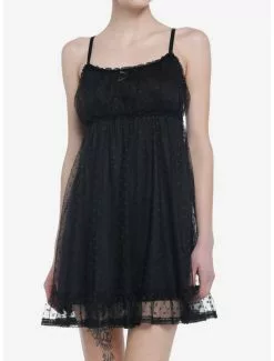 THORN&FABLE Black Empire Waist Slip Dress