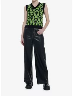 SOCIALCOLLISION Green Alien Mushroom Checkered Girls Sweater Vest 6 SOCIALCOLLISION Green Alien Mushroom Checkered Girls Sweater Vest -Hoodies And Sweaters Shop 19947138 av1
