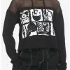SOCIALCOLLISION Black & White Skeleton Anatomy Mesh Girls Crop Hoodie -Hoodies And Sweaters Shop 19964322 hi