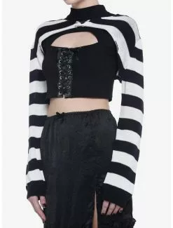 Black & White Stripe Girls Crop Shrug