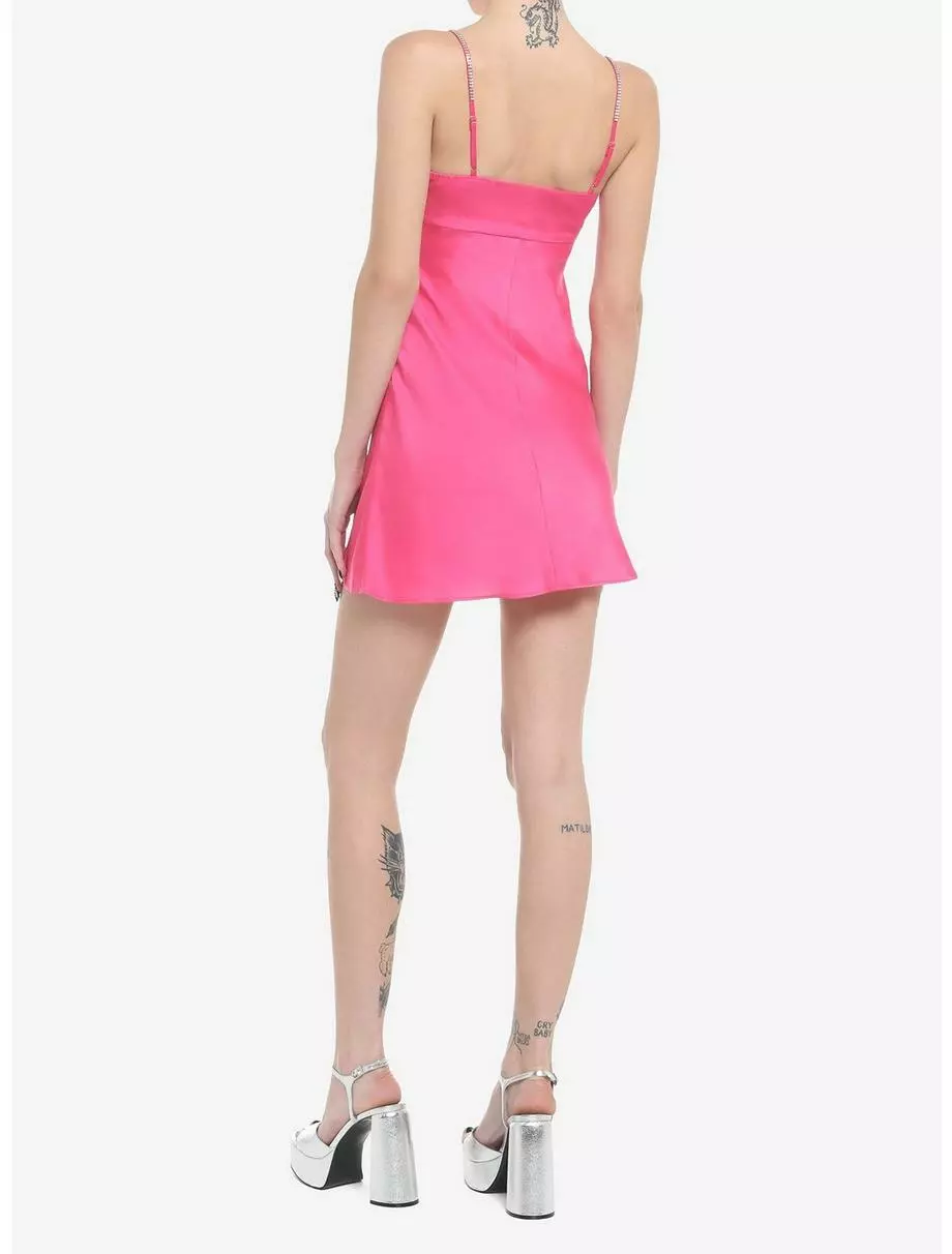 Hot Pink Cowlneck Mini Dress 5 Hot Pink Cowlneck Mini Dress - Image 3