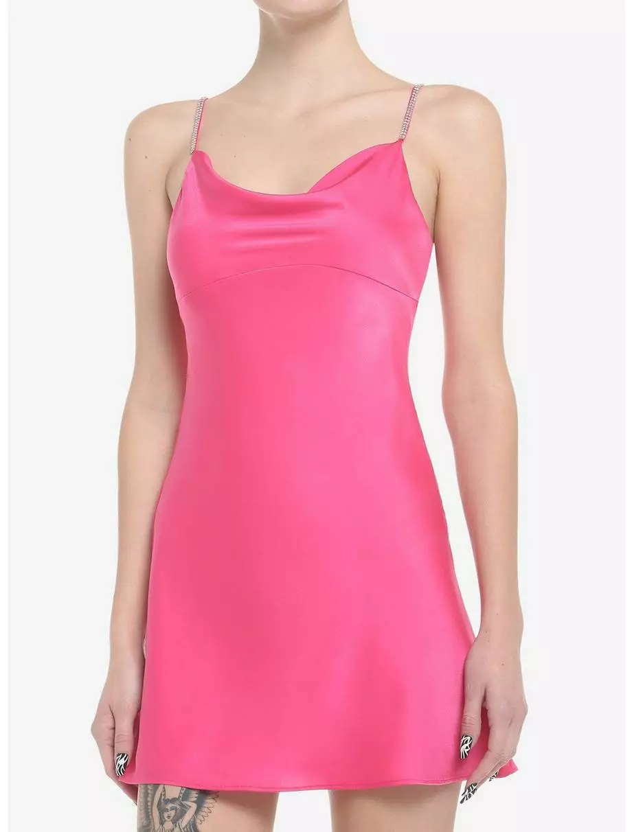 Hot Pink Cowlneck Mini Dress 3 Hot Pink Cowlneck Mini Dress