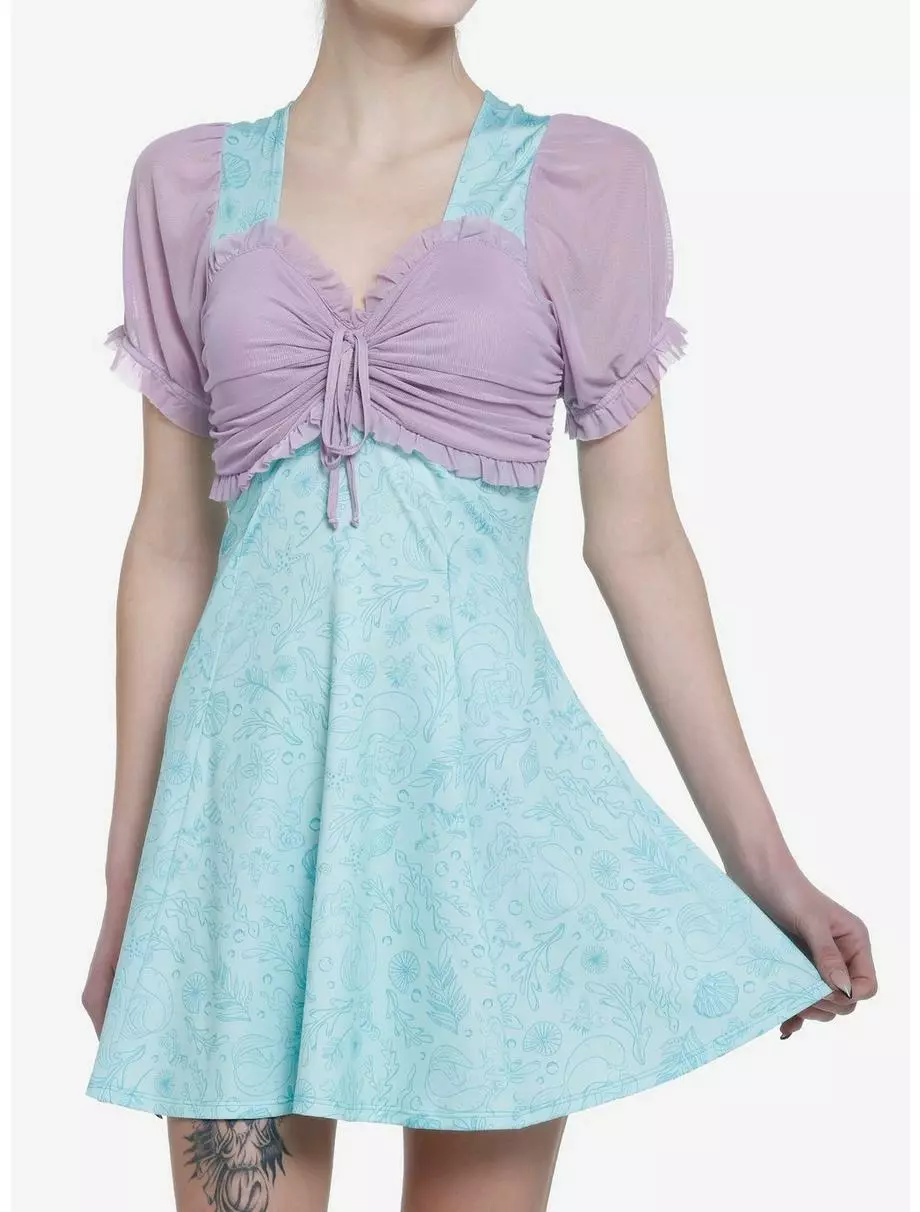 Her Universe Disney The Little Mermaid Lace-Up Sweetheart Dress 3 Her Universe Disney The Little Mermaid Lace-Up Sweetheart Dress