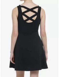 COSMICAURA Cosmic Aura Black Strappy Back Dress -Hoodies And Sweaters Shop 20035390 av2