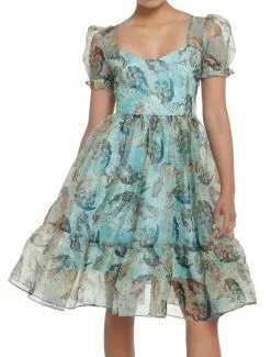 THORN&FABLE Thorn & Fable The Birth Of Venus Mesh Puff Sleeve Dress