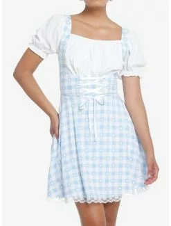 SWEETSOCIETY Sweet Society Blue & White Gingham Corset Dress