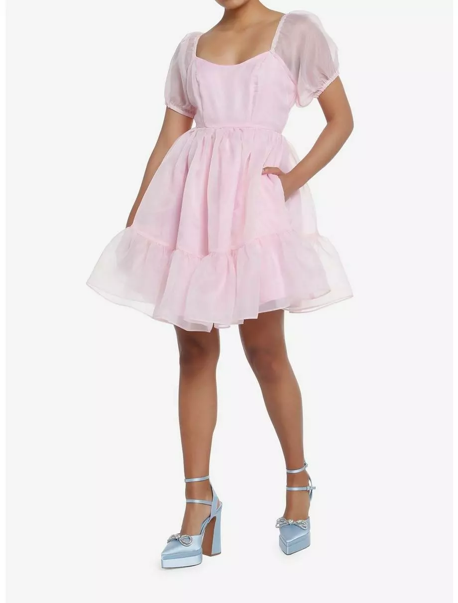 SWEETSOCIETY Sweet Society Pink Organza Tiered Dress 4 SWEETSOCIETY Sweet Society Pink Organza Tiered Dress - Image 2