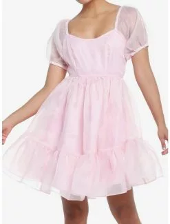 SWEETSOCIETY Sweet Society Pink Organza Tiered Dress