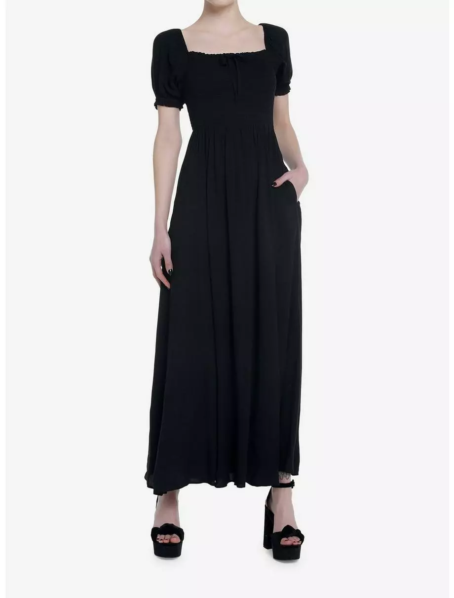 THORN&FABLE Thorn & Fable Black Smock Puff Sleeve Maxi Dress 4 THORN&FABLE Thorn & Fable Black Smock Puff Sleeve Maxi Dress - Image 2