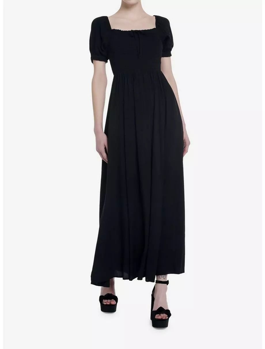 THORN&FABLE Thorn & Fable Black Smock Puff Sleeve Maxi Dress 3 THORN&FABLE Thorn & Fable Black Smock Puff Sleeve Maxi Dress