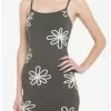 Sage Green & Daisies Knit Mini Dress -Hoodies And Sweaters Shop 20069533 hi
