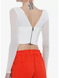 Ivory Mesh Corset Girls Crop Long-Sleeve Top 7 Ivory Mesh Corset Girls Crop Long-Sleeve Top -Hoodies And Sweaters Shop 20069610 av2