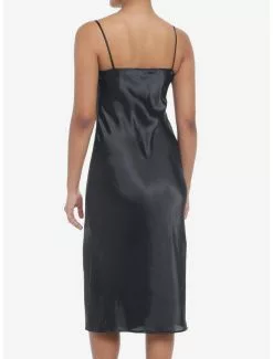 Black Satin Midi Slip Dress -Hoodies And Sweaters Shop 20085714 av2