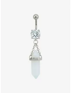 14G Steel Crystal Gem Navel Barbell