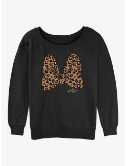Disney Minnie Mouse Animal Print Bow Girls Slouchy Sweatshirt