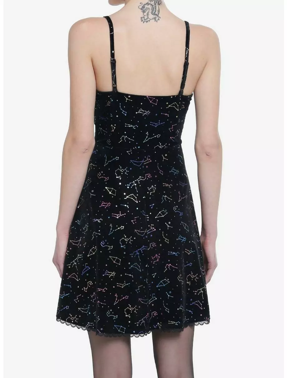 COSMICAURA Cosmic Aura Rainbow Constellations Velvet Skater Dress 5 COSMICAURA Cosmic Aura Rainbow Constellations Velvet Skater Dress - Image 3